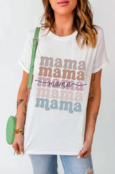 MAMA Letter Crew Neck Tee OutfitFlow